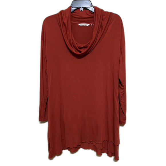 Soft Surroundings Rust Orange Cowl Neck Tunic Top Womens Medium Jersey Knit - Picture 1 of 7